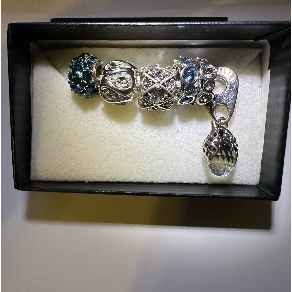 New set of 6 Chamilia Beads Charms 925 Silver Crystal Owl